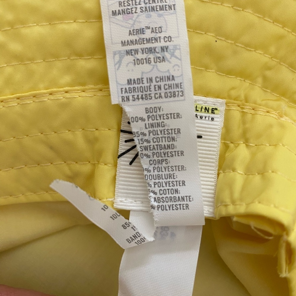 Aerie Women's Bright Yellow Bucket Hat Embroidered Sun One Size Summer - Picture 8 of 9